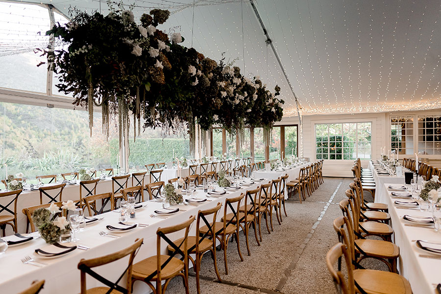 Winehouse queenstown wedding venue tables set for wedding reception