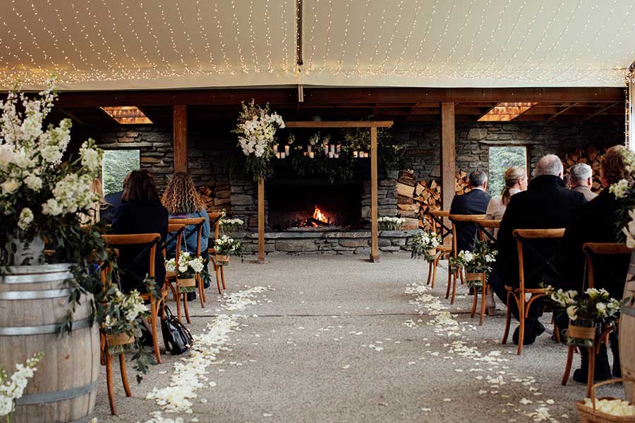 wedding reception at winehouse venue in queenstown in winter